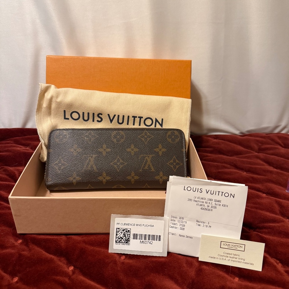 Authentic Louis Vuitton Clemence Fuchsia Wallet